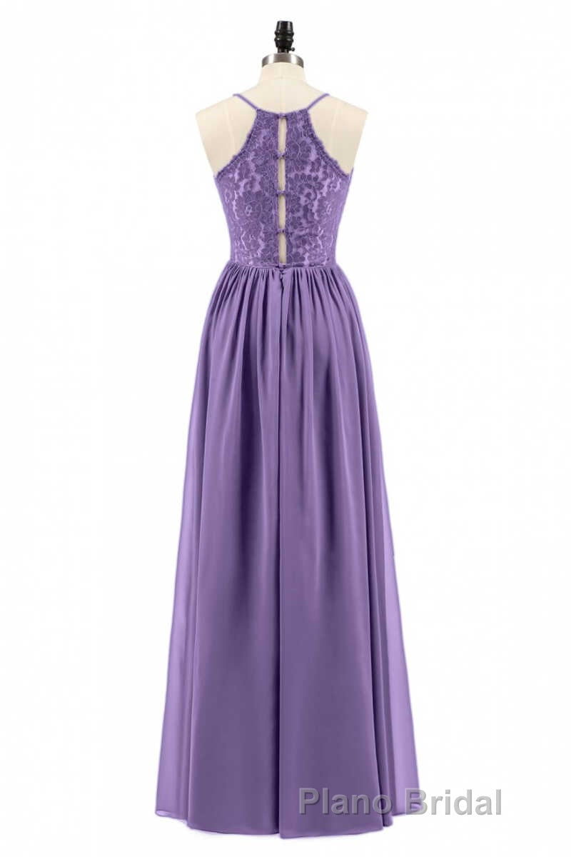 Purple Spaghetti Straps A-Line Long Bridesmaid Dresses Secondary image
