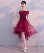Burgundy Tulle Short Prom Dress Burgundy Homecoming Dress