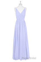 Lavender Chiffon V-Neck Backless Long Bridesmaid Dresses