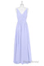 Lavender Chiffon V-Neck Backless Long Bridesmaid Dresses