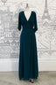 Wrap V Neck Sleeves Chiffon Long Bridesmaid Dresses with Sash