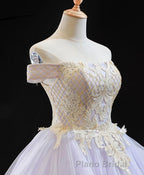 Purple Tulle Lace Long Formal Prom Gown Lace Tulle Long Evening Dresses