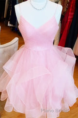 Flounced Blue Homecoming Dresses with Side Draping