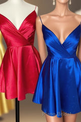 Spaghetti Straps Satin Homecoming Dresses