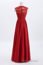 Elegant Red Chiffon Pleated A-line Long Bridesmaid Dresses