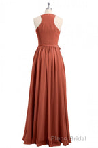 Rust Orange Wrap A-Line Long Dresses