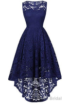Sleeveless Hi-Low Lace Lavender Party Dresses