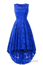 Sleeveless Hi-Low Lace Lavender Party Dresses