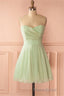 Sage Green Chiffon Strapless A-Line Short Dresses