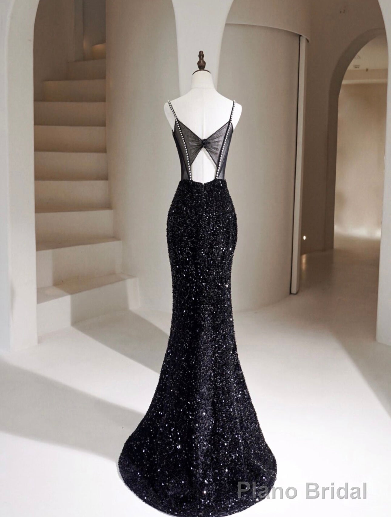 Black Mermaid Sequin Long Prom Dress, Black Formal Dress