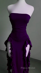Strapless Midi Length Ruffle Formal Prom Dress Sexy Evening Dress
