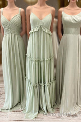 Dusty Sage Mismatch Long Bridesmaid Dresses