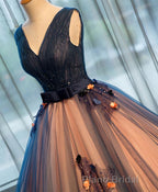 Tulle V Neck Long Formal Prom Gown Tulle Evening Gown