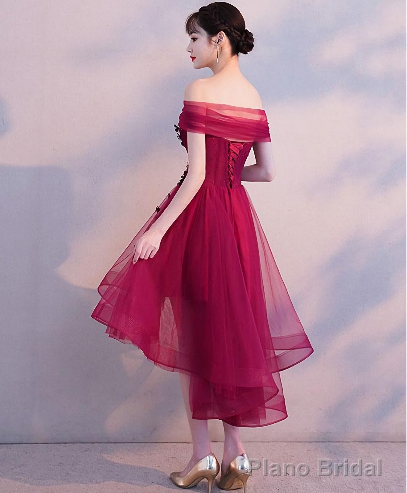 Burgundy Tulle Short Prom Dress Burgundy Homecoming Dress