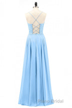 Light Blue Sweetheart Lace-Up A-Line Long Bridesmaid Dresses