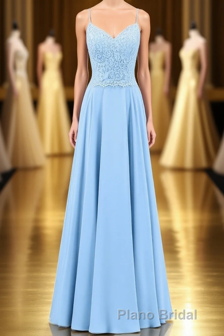 Light Blue Sweetheart Lace-Up A-Line Long Bridesmaid Dresses Main image