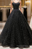 Black Sweetheart Tulle Long Formal Prom Dresses, Black Tulle Prom Dresses
