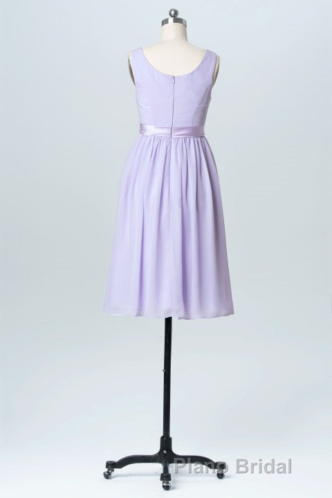 Lavender Crew Neck Tie-Side Short Bridesmaid Dresses Secondary image