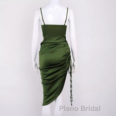New Satin Green Formal Prom Dress Spaghetti Strap Party Evening Dress