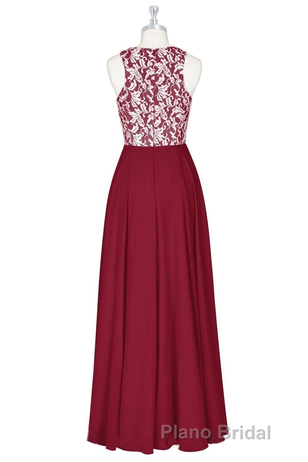 Red Print Sleeveless A-Line Long Bridesmaid Dresses Secondary image