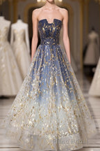 Unique Tulle Lace Long Formal Prom Dresses, Tulle Lace Prom Dresses, 2