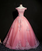 Blue Tulle Lace Off Shoulder Long Formal Prom Dresses, Blue Tulle Lace Evening Dresses