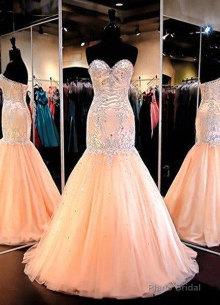 Floor-Length/Long Mermaid/Trumpet Sweetheart Tulle Prom Dresses Secondary image