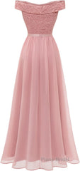 Womens Lace Bridesmaid Dress A-Line Off Shoulder Floral Lace Chiffon Formal Prom Dresses