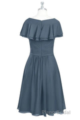 Red Chiffon V-Neck Ruffled A-Line Short Bridesmaid Dresses