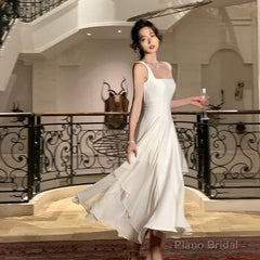 White Elegant Ruffles White Midi Dresses Summer New Evening Party Women Clothes Fashion Sundress Birthday Ladies Dresses