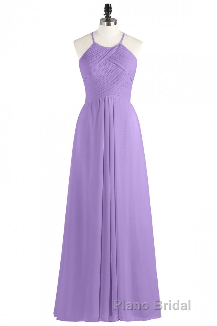 Sage Green Chiffon Halter Backless Long Bridesmaid Dresses