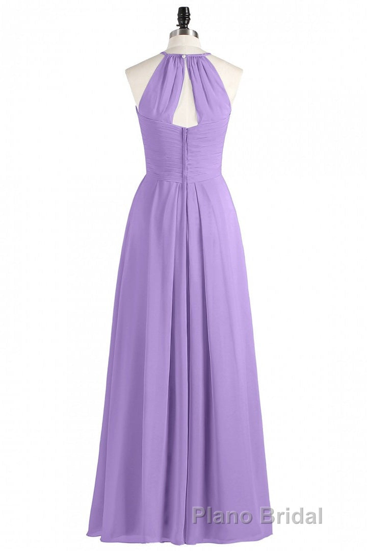 Sage Green Chiffon Halter Backless Long Bridesmaid Dresses