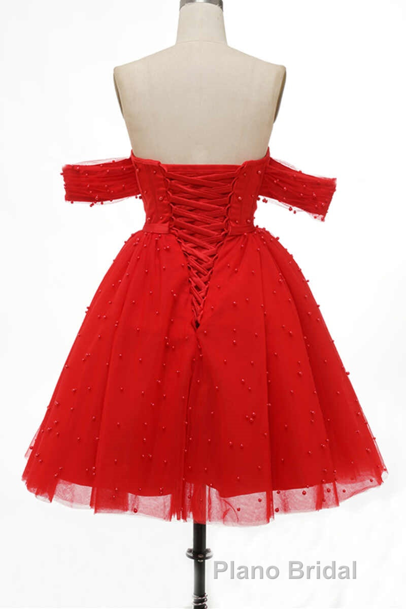 Red Off-the-Shoulder Bustier A-Line Short Homecoming Dresses Secondary image