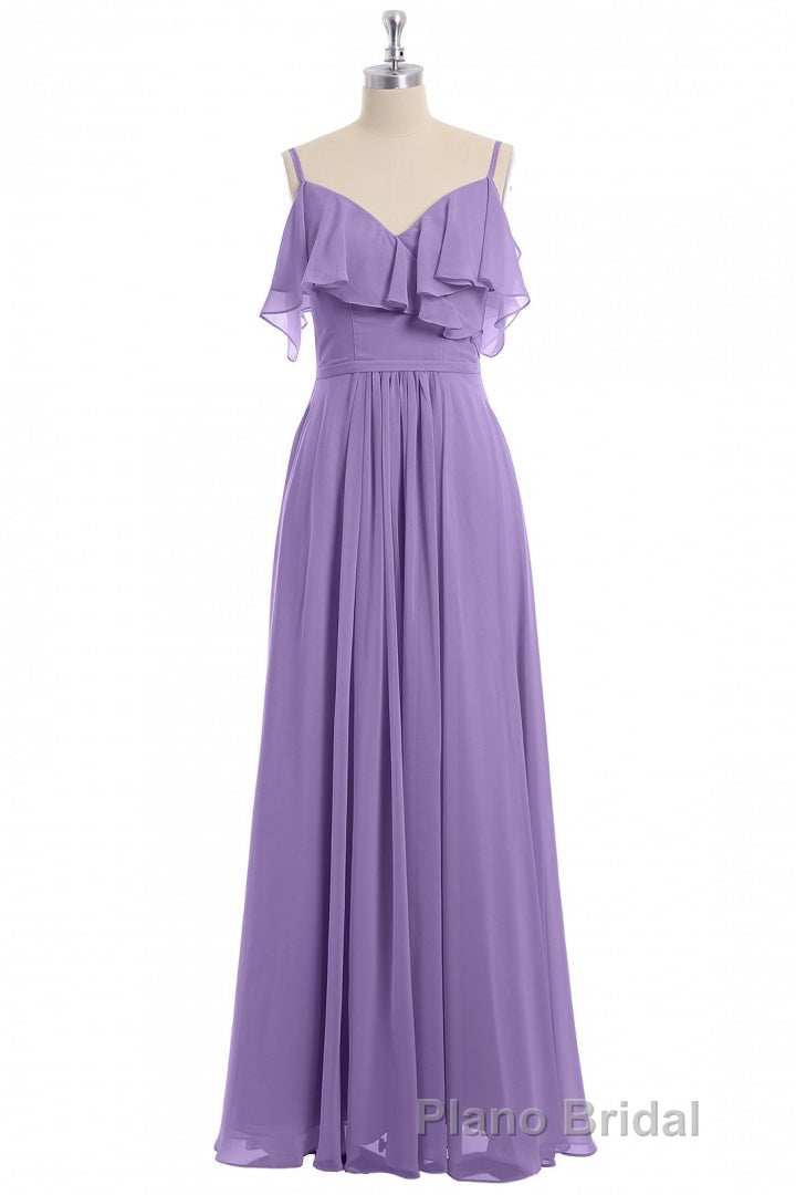 Rust Orange Straps Ruffled A-Line Bridesmaid Dresses