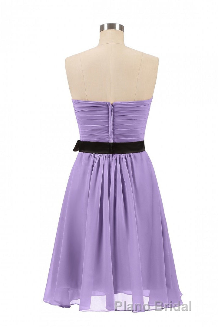 Lavender Strapless Tie-Side Short Bridesmaid Dresses Secondary image