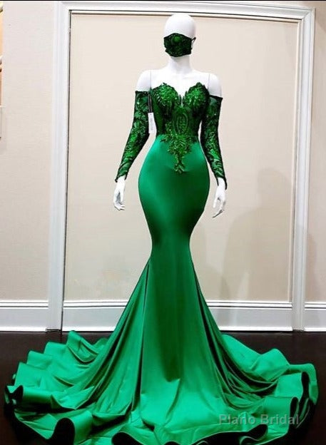 Green prom dresses, sparkly evening dresses, mermaid prom dresses Main image