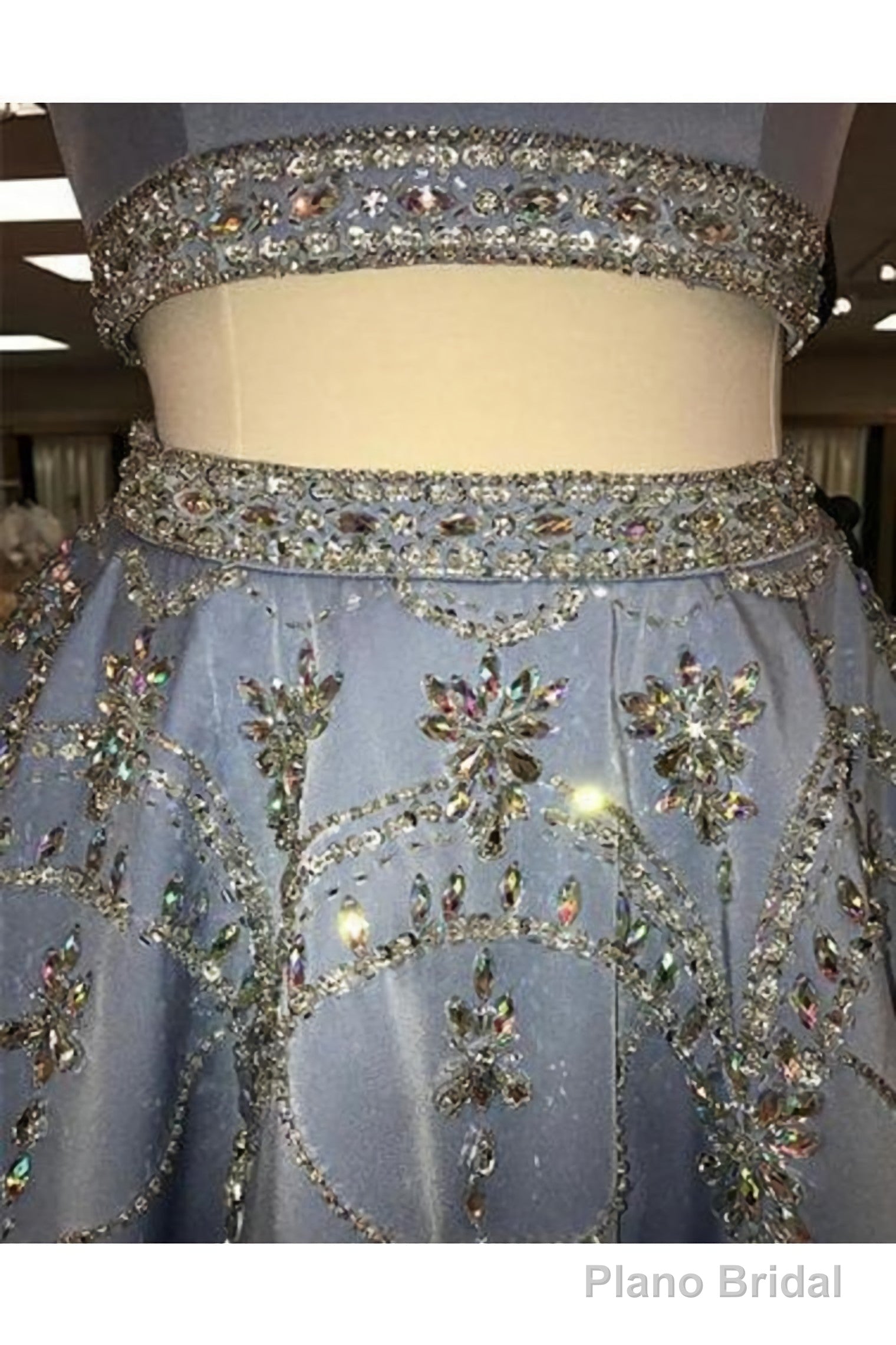 A Line 2 Pieces Beaded Satin Short Homecoming Dresses, Scoop