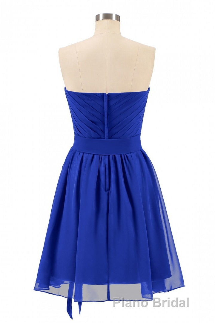 Royal Blue Sweetheart Tie-Side Short Bridesmaid Dresses Secondary image