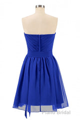 Royal Blue Sweetheart Tie-Side Short Bridesmaid Dresses