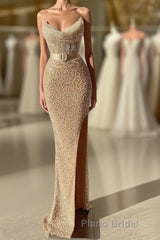 Strapless Sweetheart Mermaid Formal Prom Dress with Long Beads and Sequins