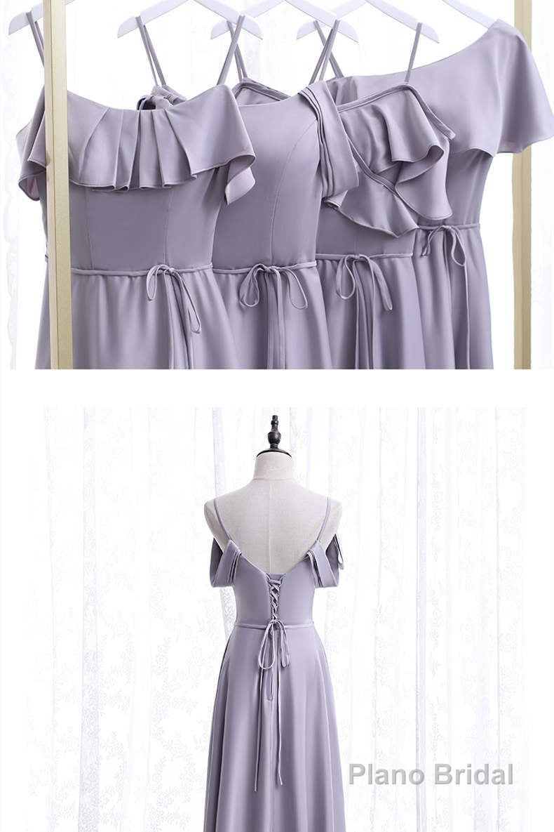 Elegant Lavender Long Mismatch Bridesmaid Dress Main image