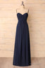 Elegant Sweetheart Pleated Navy Blue Bridesmaid Dress