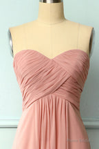 Elegant Sweetheart Pleated Blush Bridesmaid Dress