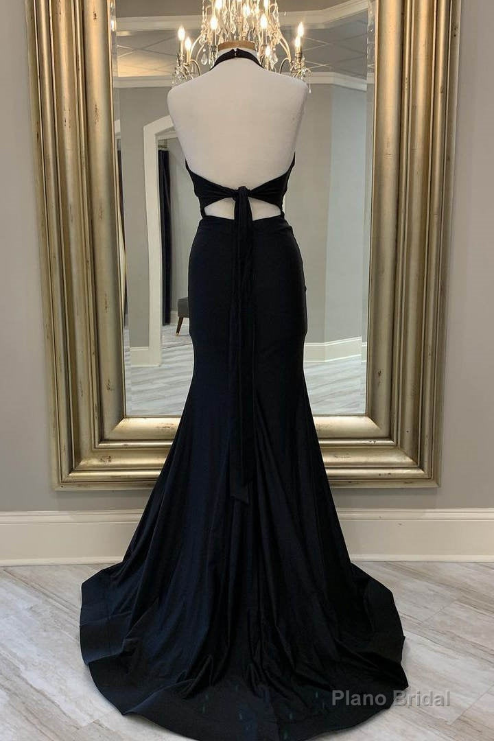 Mermaid Halter Black Long Prom Dress Secondary image