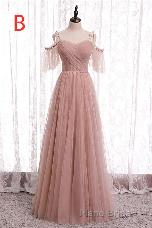 Elegant Blush Pink Tulle Bridesmaid Dresses