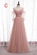 Elegant Blush Pink Tulle Bridesmaid Dresses