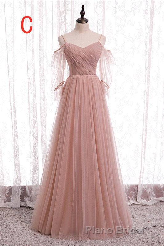Elegant Blush Pink Tulle Bridesmaid Dresses