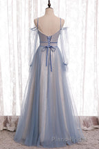 Elegant A-Line Dusty Blue Bridesmaid Dresses