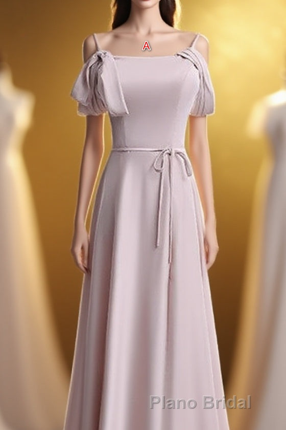 Off the shoulder Light Pink Bridesmaid Dresses