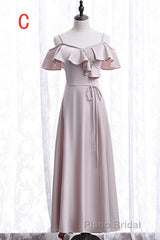 Off the shoulder Light Pink Bridesmaid Dresses